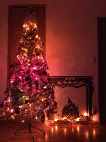 ライトアップされたアルザスのクリスマスツリー